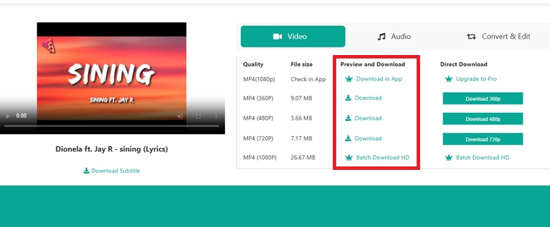 preview and download